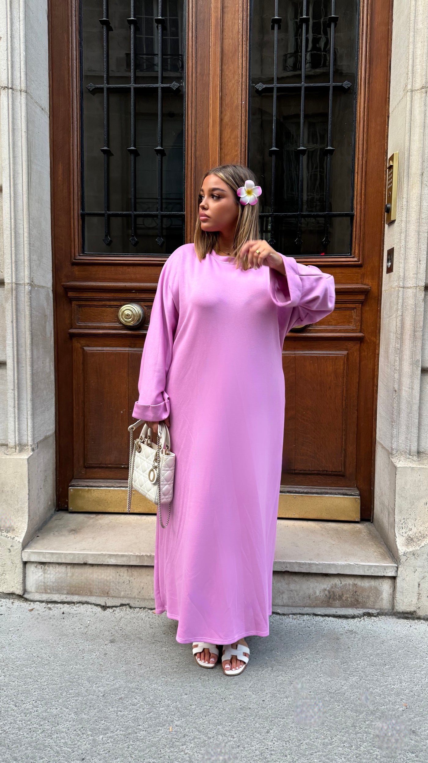 Robe t-shirt longue rose