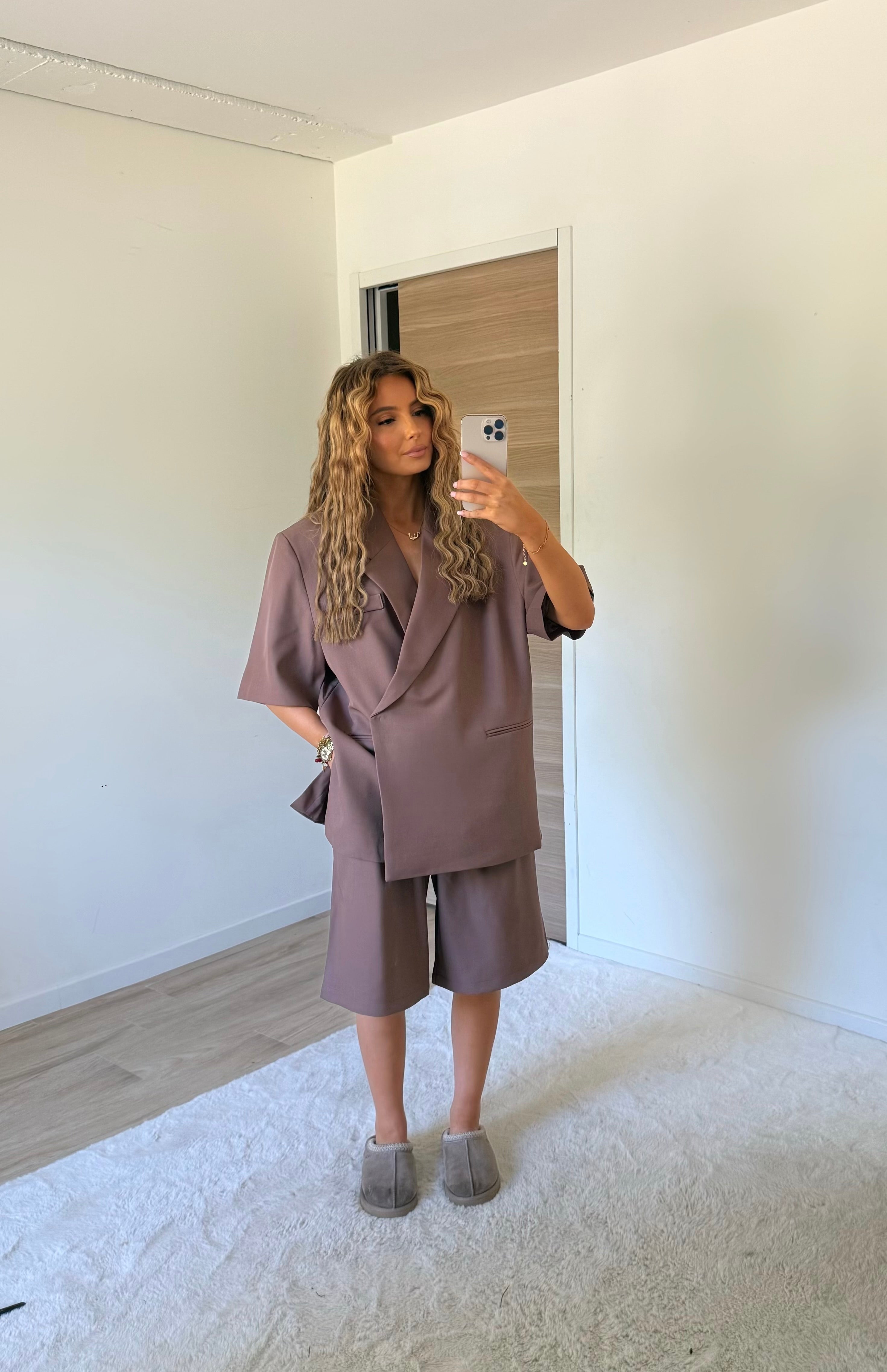 Blazer demi manche vieux rose