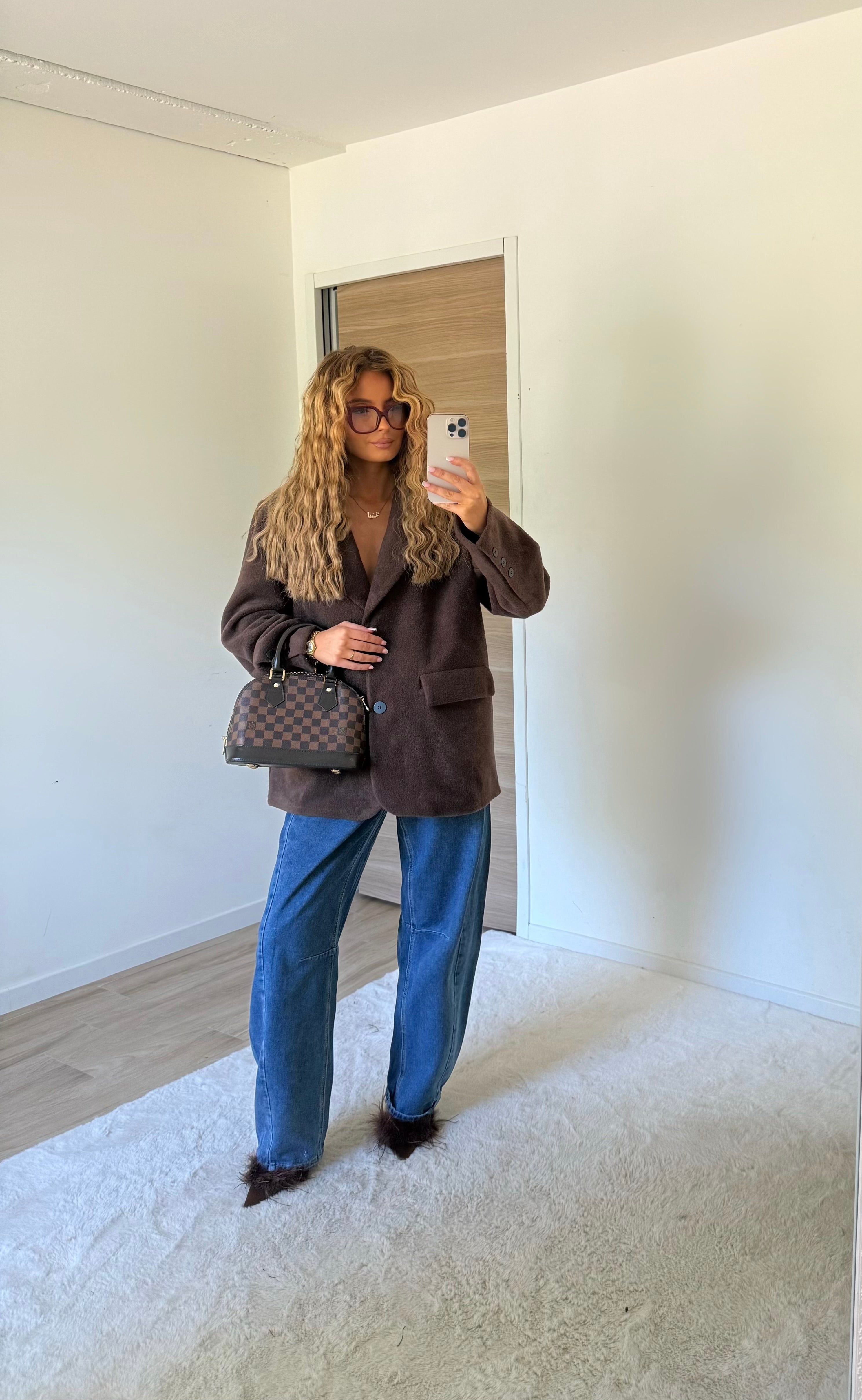 Veste blaser moumoute marron