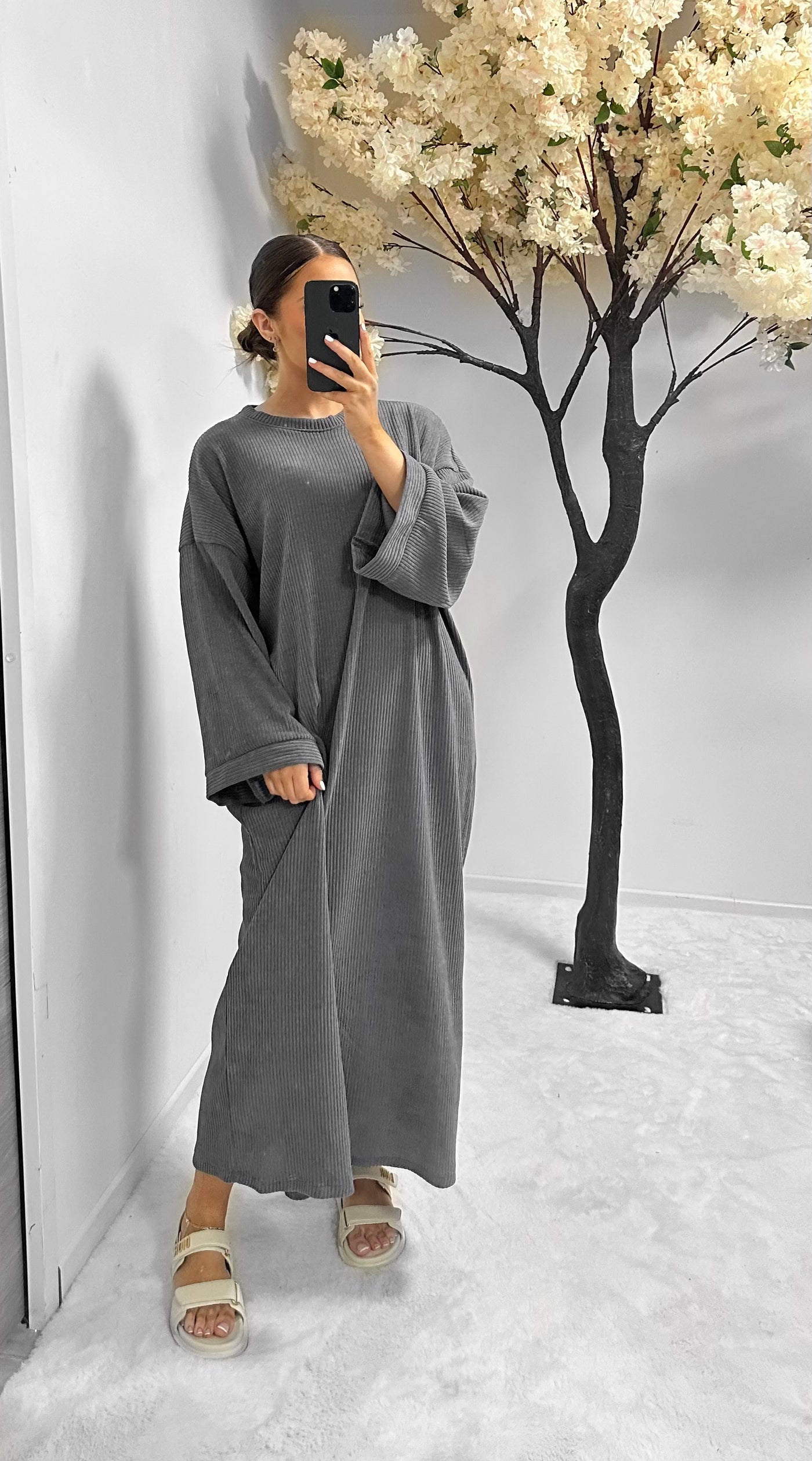 Robe longue épaisse grise