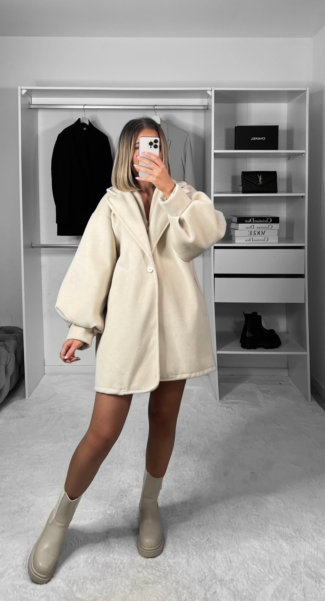 Manteau manche bouffante beige