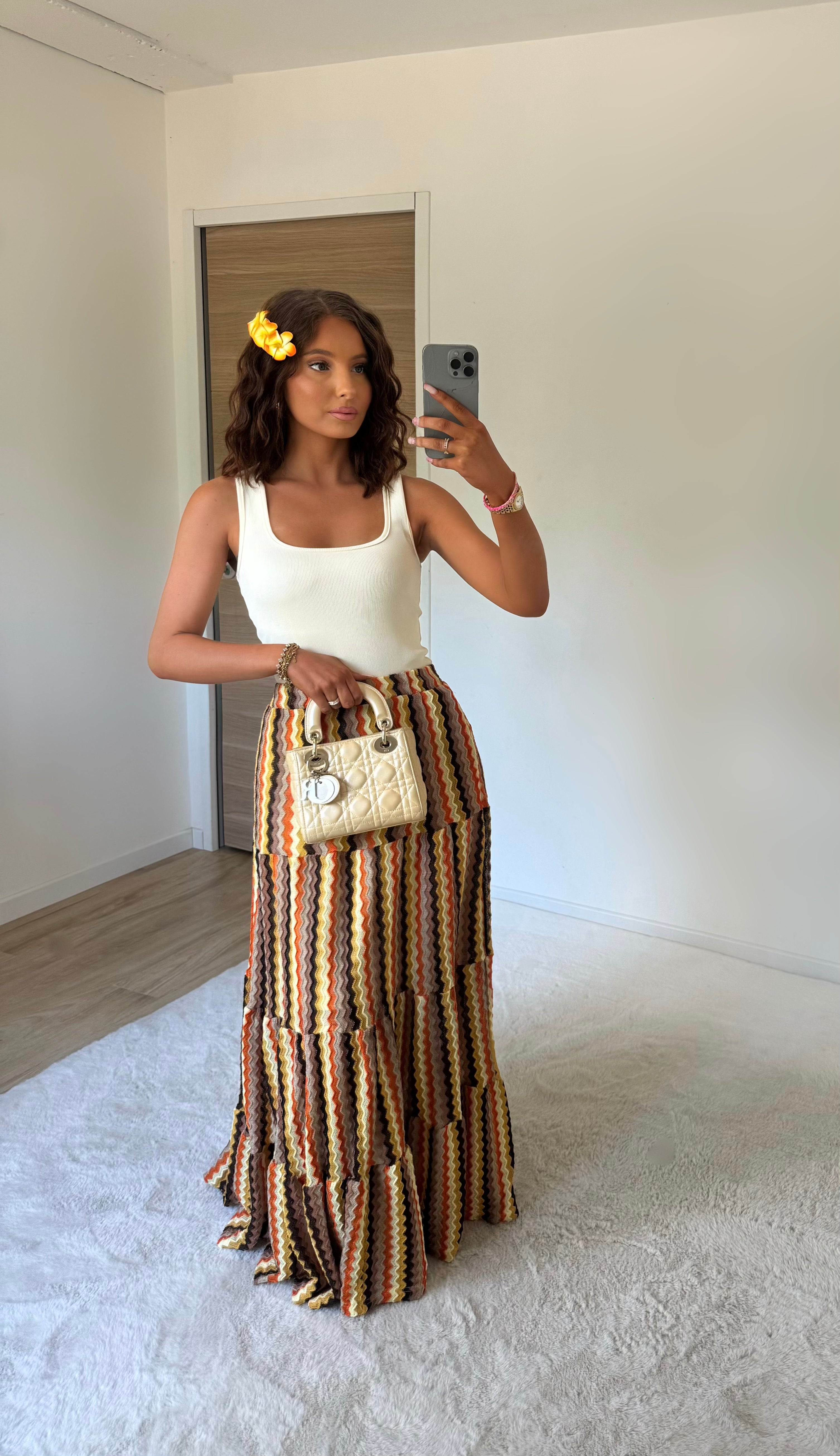 jupe maxi rayée bohème crochet