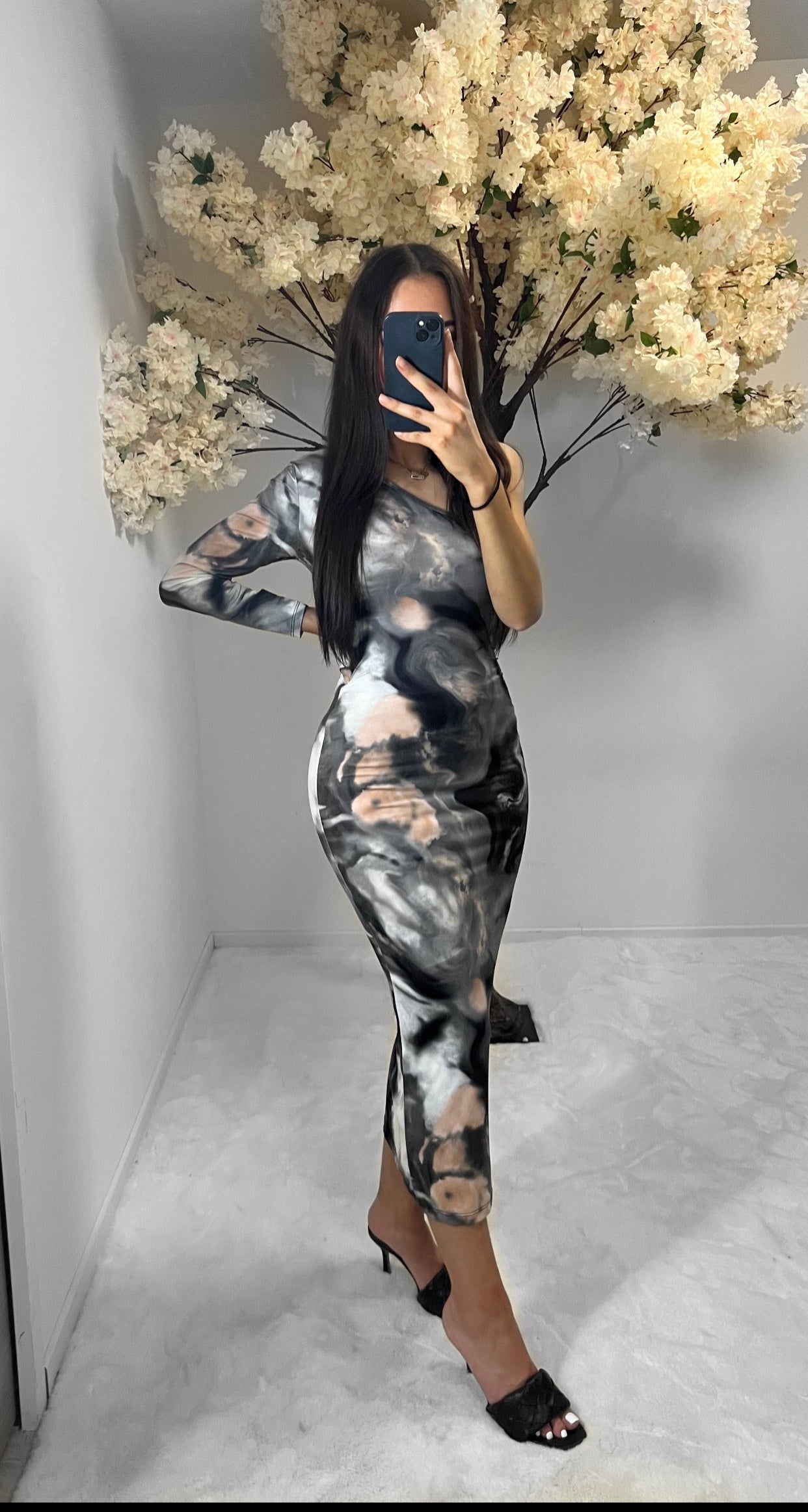 Robe demi manche grise