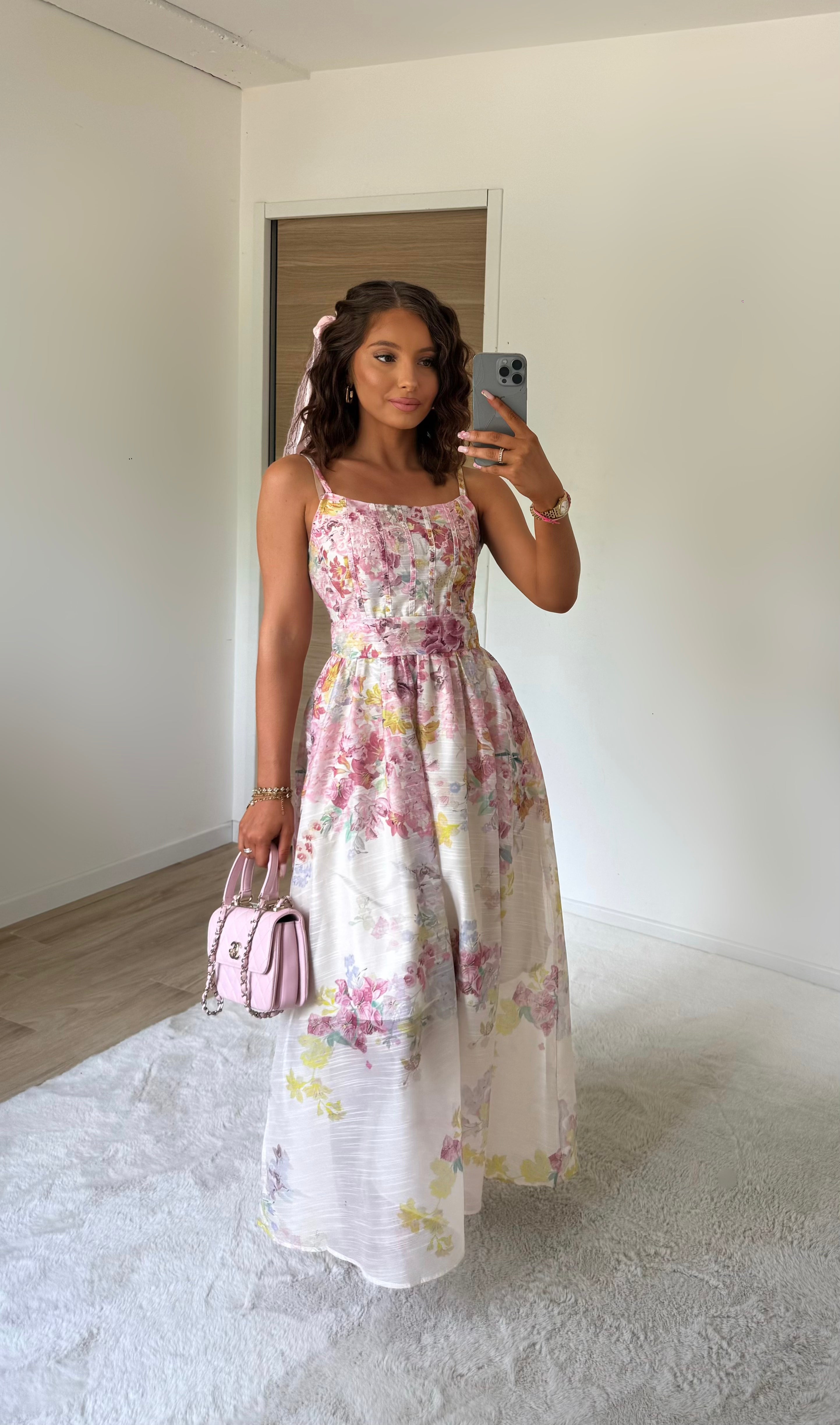 Robe fleurie vintage blanche