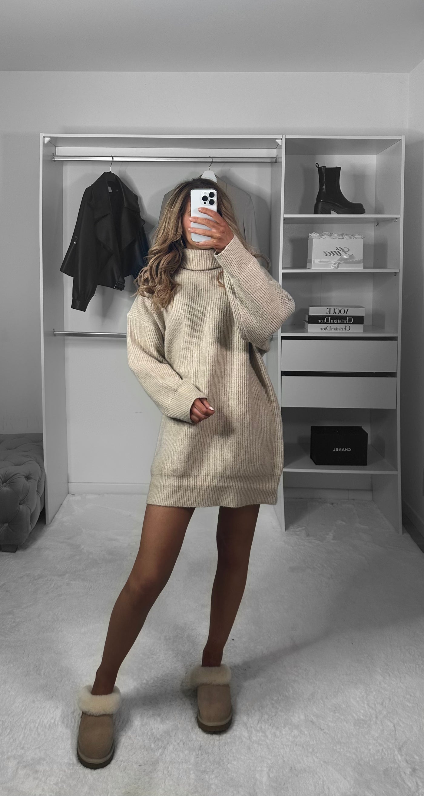 Robe pull taupe