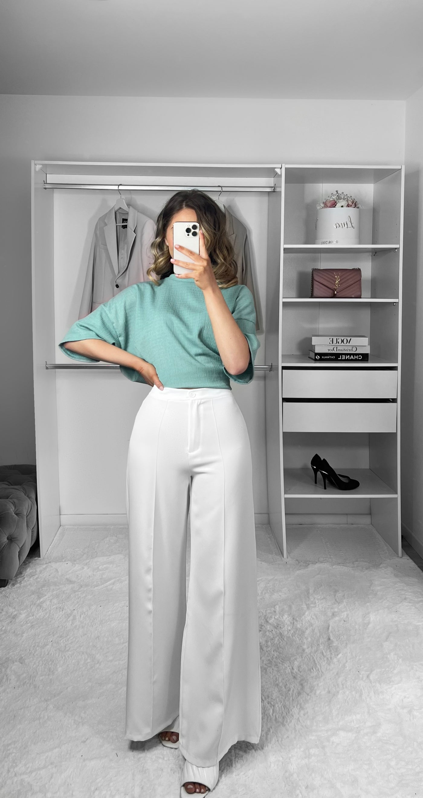 Pantalon évasé blanc